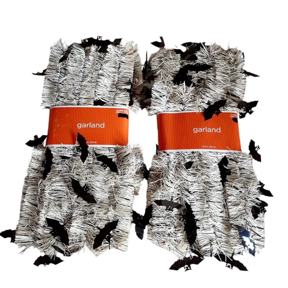 Halloween Garland with Mylar Black Bats Party Decoration 12 Ft ea 2 Rolls